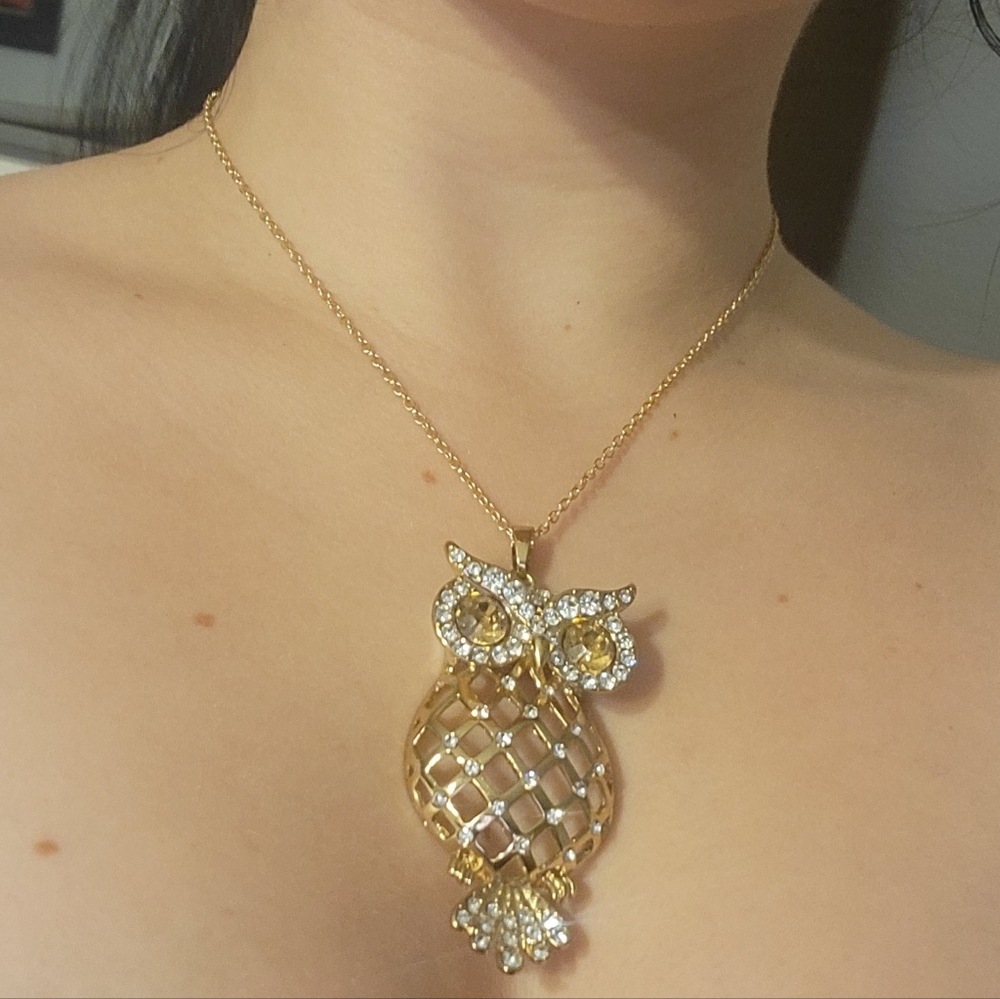 Gold Owl Pendant Necklace
